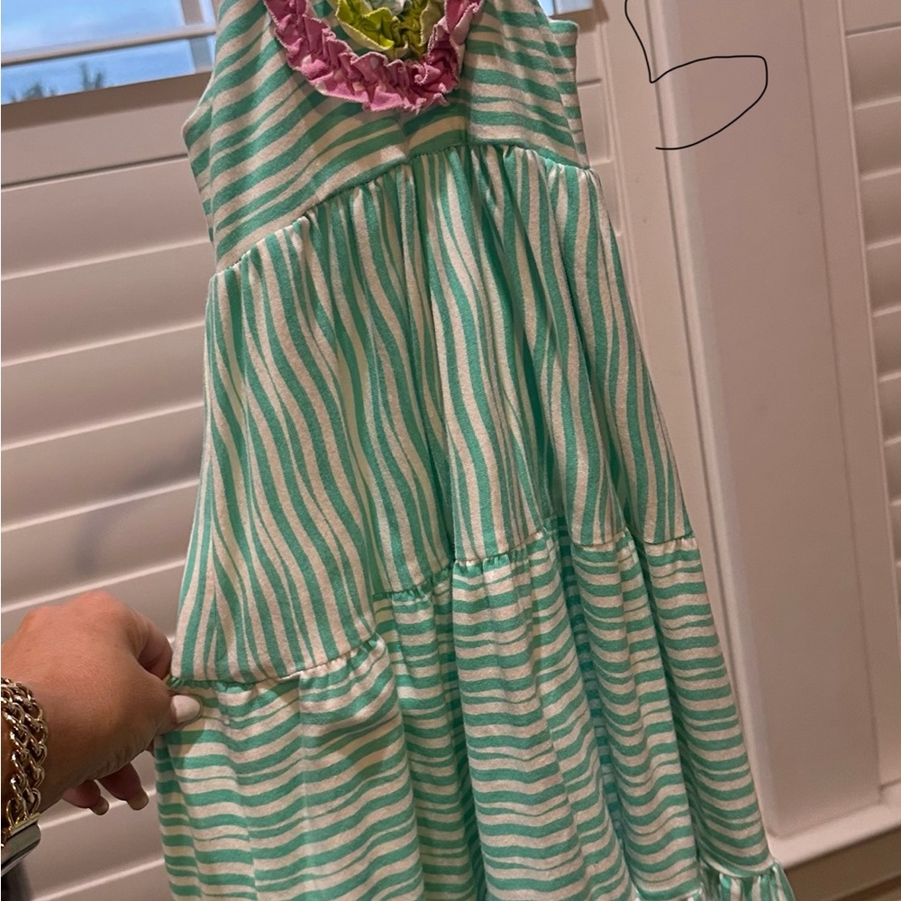 Striped Green and White Kids Dress